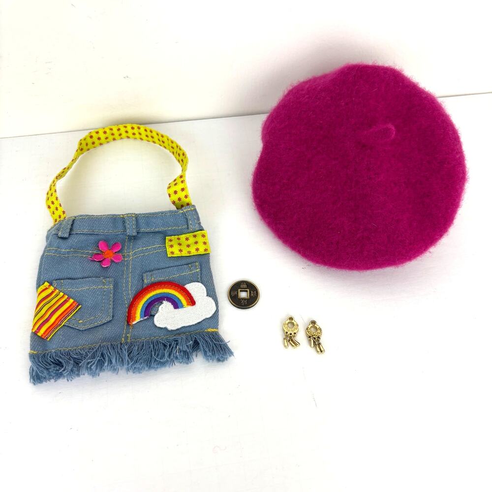 American Girl Ivy Ling Meet Accessories COMPLETE beret denim bag coin earrings